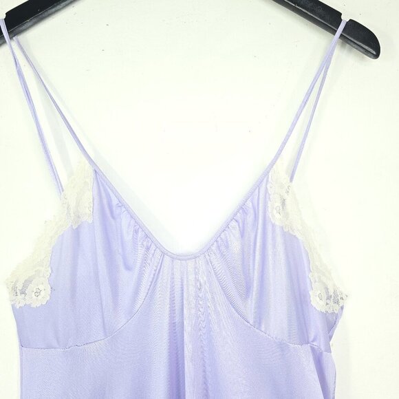 Vintage G'S lingerie Lace Maxi Lace Slip Dress Scoop Neck Nightgown Lavender - Picture 3 of 11
